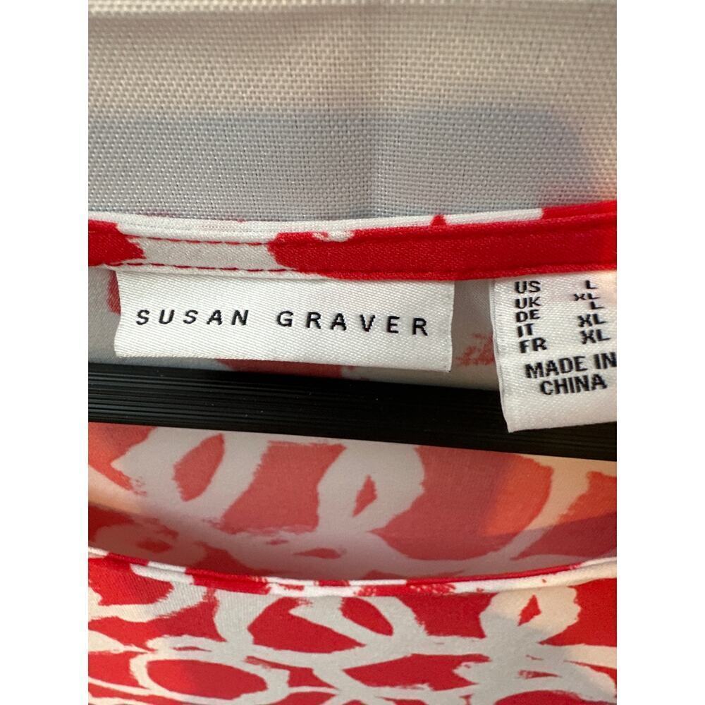 Susan Graver Red and White Circle Pattern L Shift Dress Blouse - Picture 5 of 6